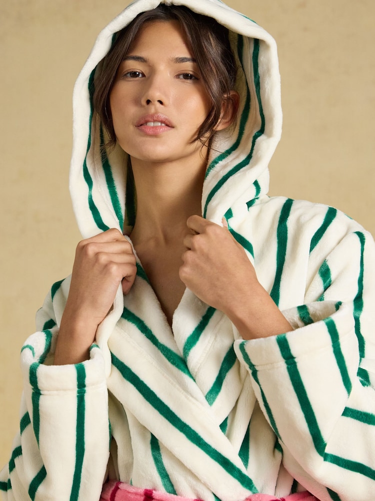 green fleece dressing gown Buy Luna Green/White Stripe Hooded from Next USA length_Long