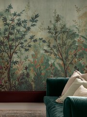 Graham & Brown Evergreen Forest in Bloom Fixed Size Mural 4m x 2.5m - Image 1 of 2