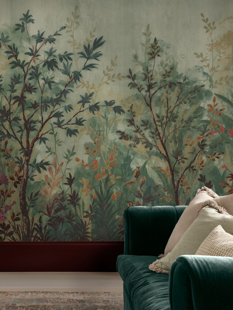 Graham & Brown Evergreen Forest in Bloom Fixed Size Mural 4m x 2.5m - Image 1 of 2