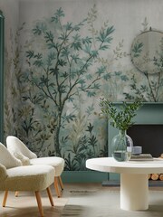 Graham & Brown Duck Egg Forest in Bloom Fixed Size Mural 4m x 2.5m - Image 1 of 2