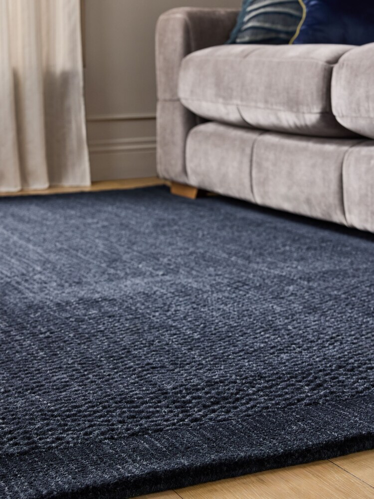 Navy Florence Border Wool Rug - Image 2 of 5 Navy Florence Border Wool Rug - Image 2 of 5