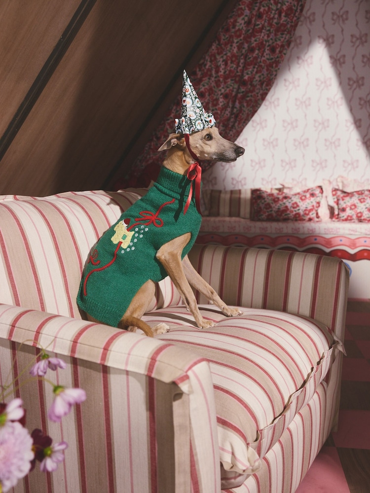 Cath Kidston Green Hearts and Roses Pet Medium Large Jumper - Image 1 of 6 Cath Kidston Green Hearts and Roses Pet Medium Large Jumper - Image 1 of 6