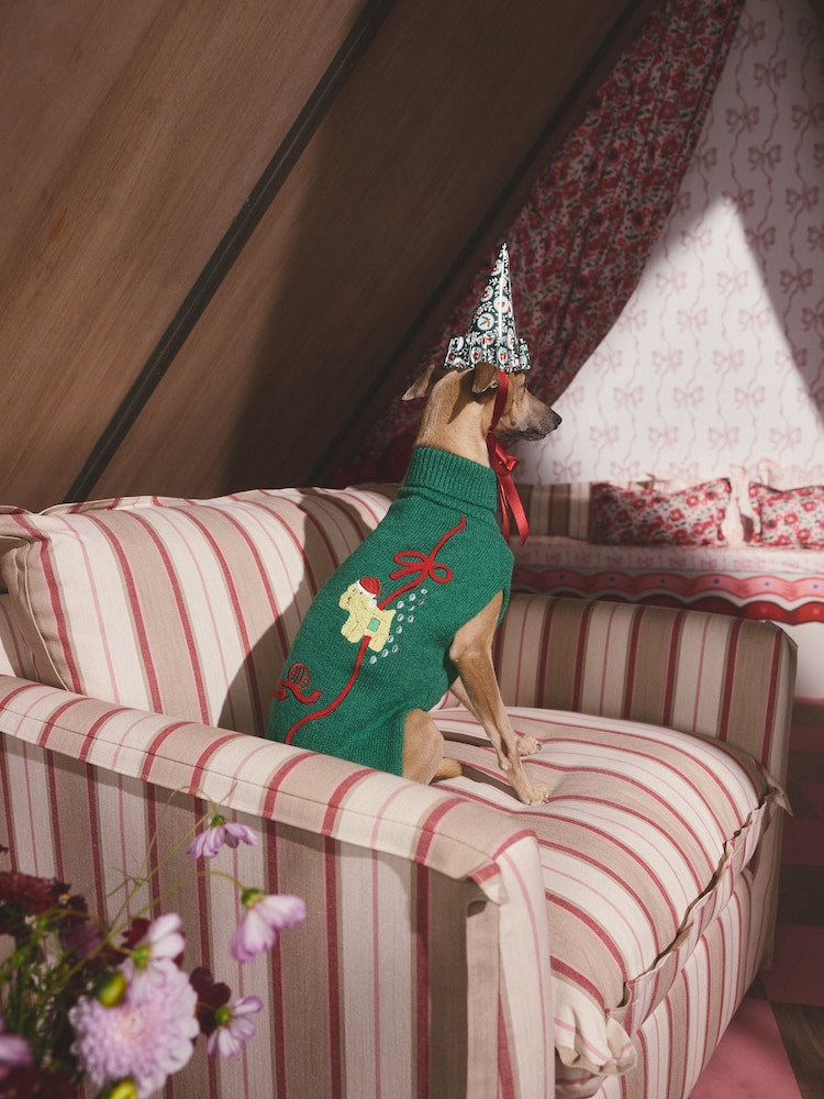 Cath Kidston Green Hearts and Roses Pet Medium Large Jumper - Image 2 of 6 Cath Kidston Green Hearts and Roses Pet Medium Large Jumper - Image 2 of 6