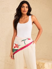 Love & Roses Ivory Floral Multi-way Fashion Satin Head Scarf - Image 1 of 8