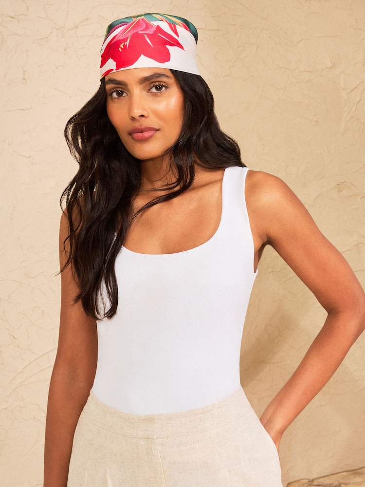 Love & Roses Ivory Floral Multi-way Fashion Satin Head Scarf - Image 2 of 8