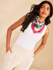 Love & Roses Ivory Floral Multi-way Fashion Satin Head Scarf - Image 5 of 8