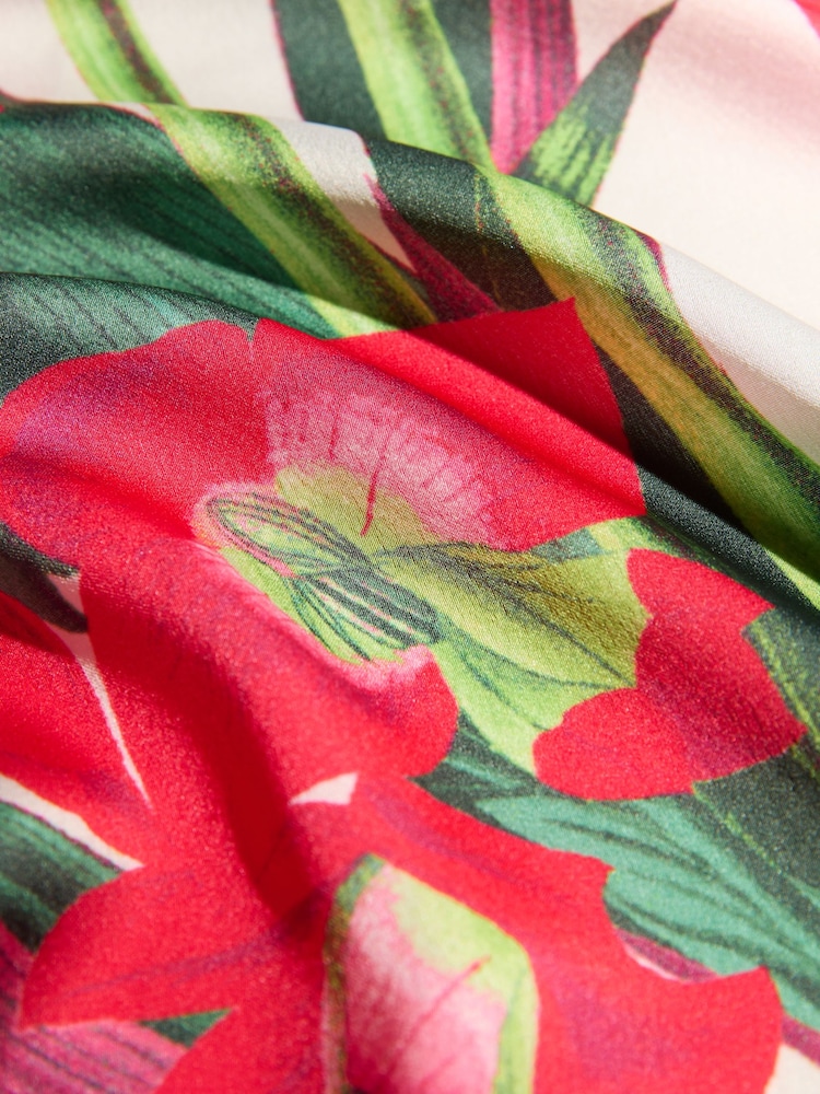 Love & Roses Ivory Floral Multi-way Fashion Satin Head Scarf - Image 8 of 8