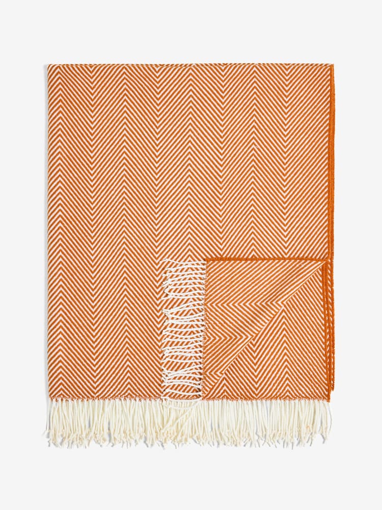 Orange Herringbone Cosy Throws - Image 2 of 3