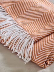 Orange Herringbone Cosy Throws - Image 4 of 7