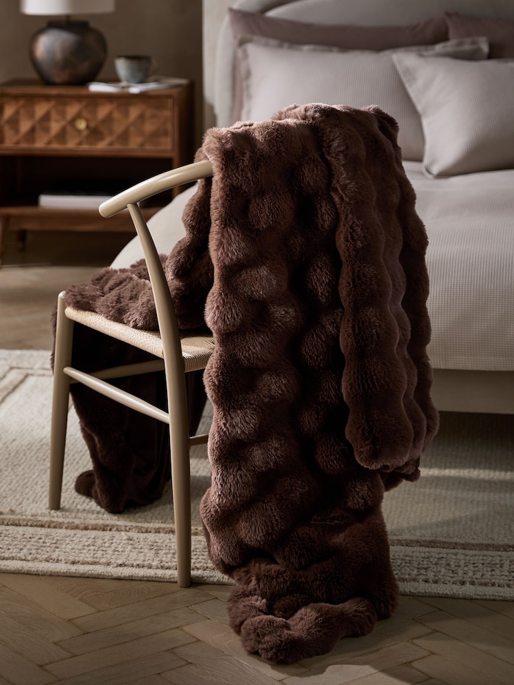 Brown Aspen Faux Fur Throw - Image 2 of 4 Brown Aspen Faux Fur Throw - Image 2 of 4