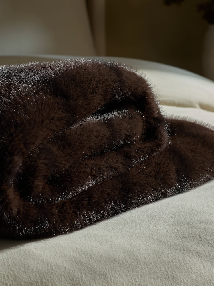 Brown Cosy Coco Vintage Faux Fur Throw - Image 2 of 7 Brown Cosy Coco Vintage Faux Fur Throw - Image 2 of 7