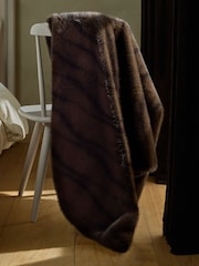 Brown Cosy Coco Vintage Faux Fur Throw - Image 3 of 7