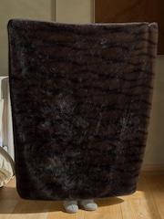 Brown Cosy Coco Vintage Faux Fur Throw - Image 4 of 7
