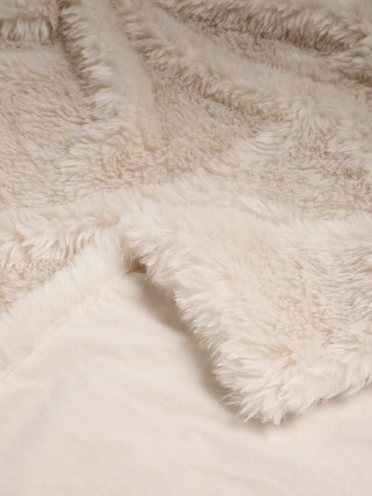 Light Natural Faux Fur Shearling Throws - Image 2 of 2