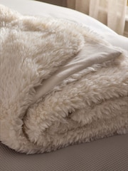 Light Natural Faux Fur Shearling Throws - Image 3 of 5