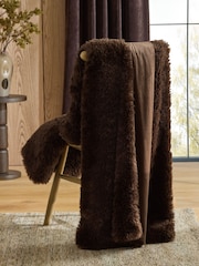 Brown Faux Fur Shearling Throw - Image 2 of 3