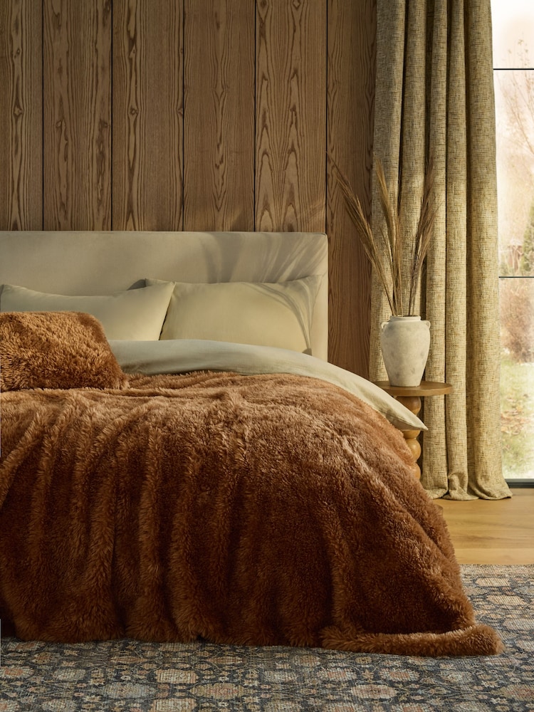 Mid Natural Faux Fur Shearling Throw - Image 1 of 6