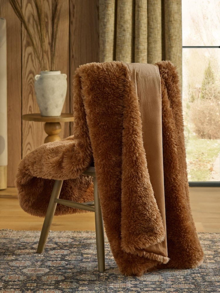 Mid Natural Faux Fur Shearling Throw - Image 2 of 6