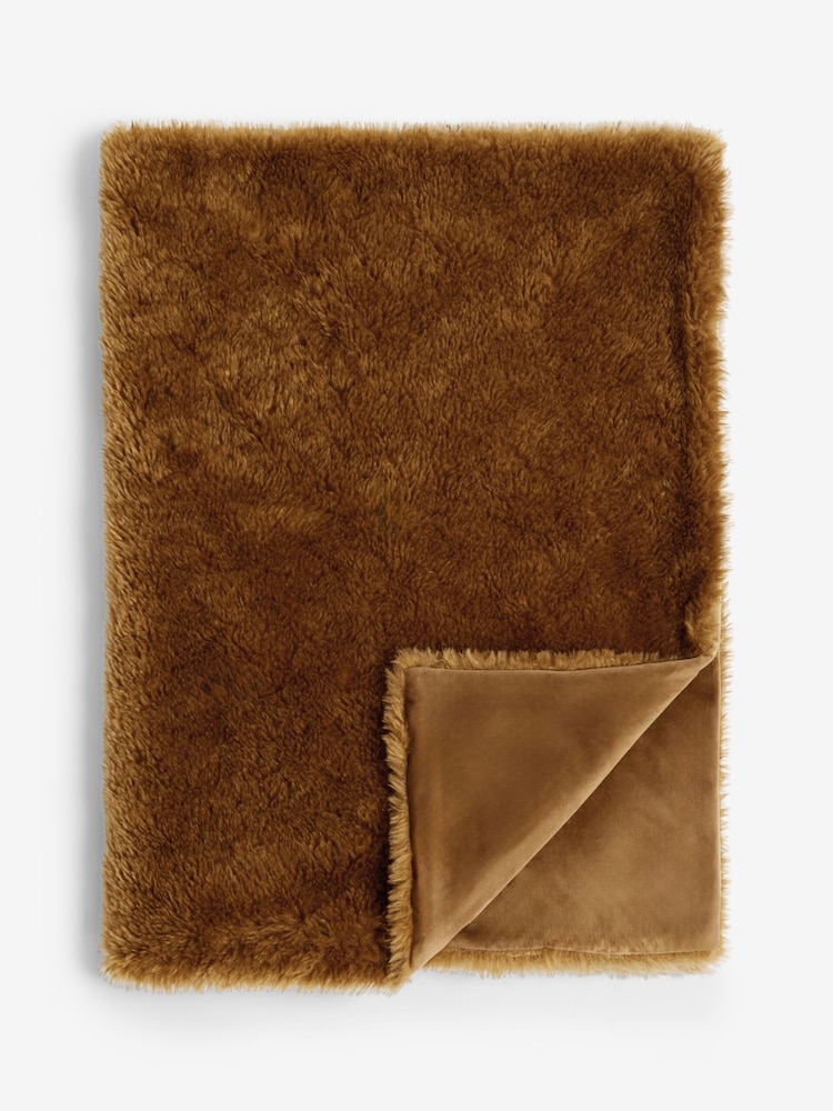 Mid Natural Faux Fur Shearling Throw - Image 6 of 6
