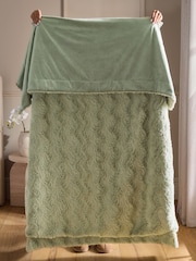 Sage Green Cosy Swirl Throws - Image 4 of 7