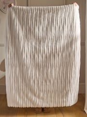 Ivory Cut Stripe Faux Fur Throw - Image 3 of 7