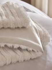 Ivory Cut Stripe Faux Fur Throw - Image 4 of 7