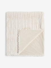 Ivory Cut Stripe Faux Fur Throw - Image 6 of 7