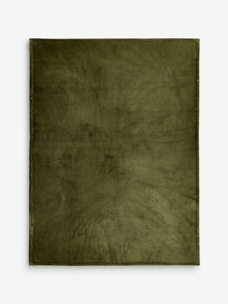 Olive Green Plush Fleece Throws - Image 2 of 6