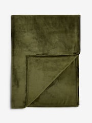 Olive Green Plush Fleece Throws - Image 3 of 6