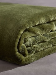 Olive Green Plush Fleece Throws - Image 5 of 6