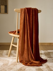 Mid Orange Plush Fleece Throws - Image 4 of 6