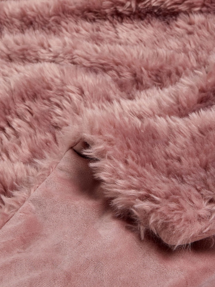 Pink Faux Fur Shearling Throw - Image 3 of 3