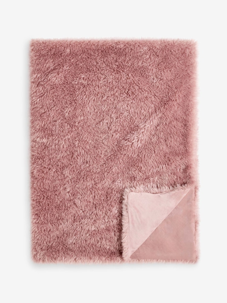 Pink Faux Fur Shearling Throw - Image 6 of 6