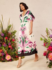 Love & Roses Midi-Kimono-Kleid mit tropischen Perlen - Bild 1 von 6