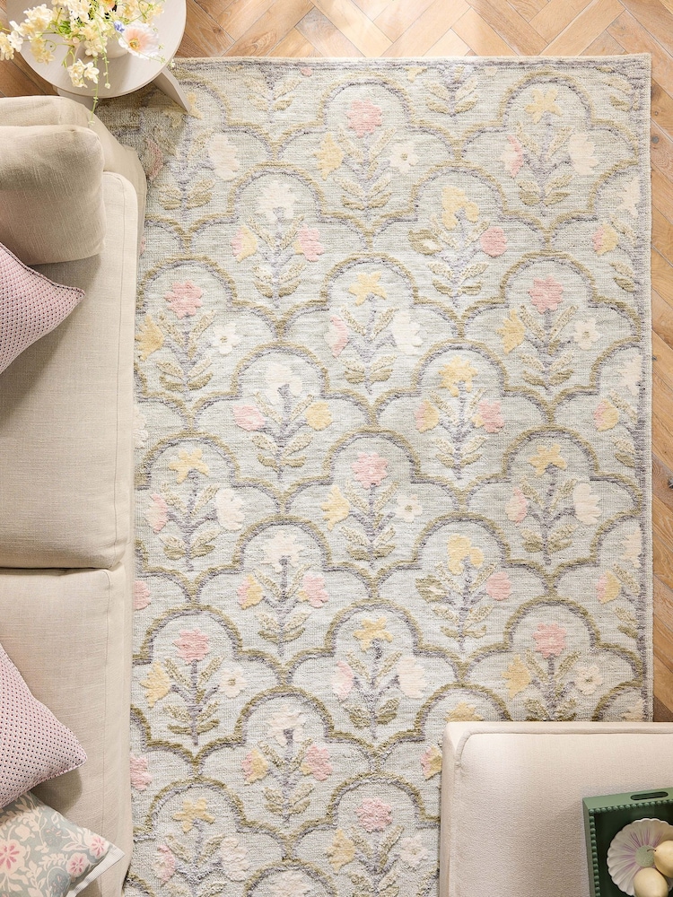Multi Floral Tile Rug - Image 1 of 5