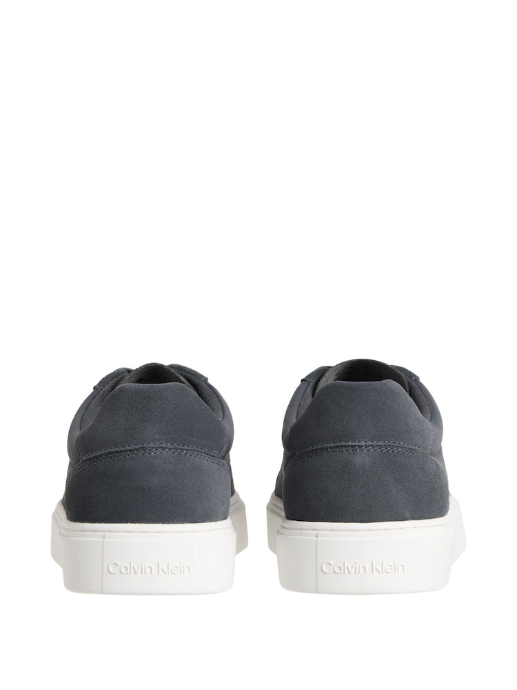 Calvin Klein Grey Leather Signature Logo Trainers - Image 2 of 3 Calvin Klein Grey Leather Signature Logo Trainers - Image 2 of 3