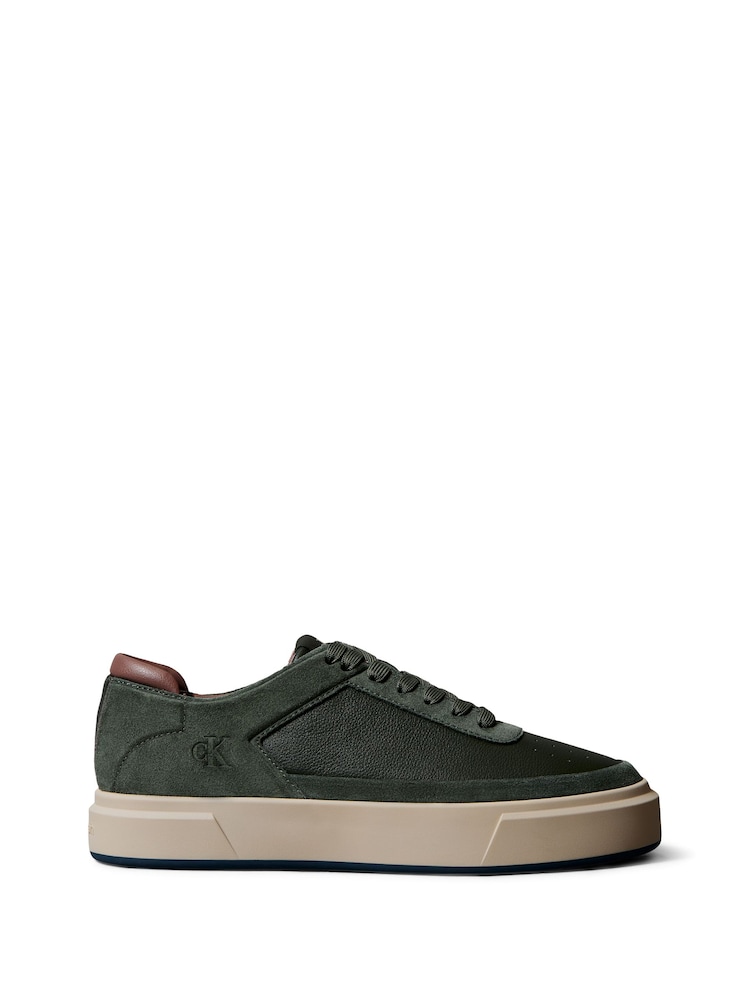 Calvin Klein Green Premier - Leather Signature Trainers - Image 1 of 6