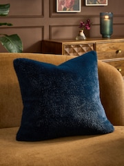 Navy 50 x 50cm Luxe Plush Faux Fur Cushion - Image 1 of 4