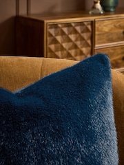 Navy 50 x 50cm Luxe Plush Faux Fur Cushion - Image 2 of 4