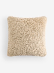 Natural Faux Fur 50 x 50cm Shearling Cushion - Image 1 of 2