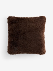 Chocolate Brown Faux Fur 50 x 50cm Shearling Cushion - Image 3 of 4