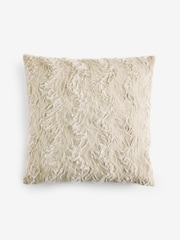 Ivory 59 x 59cm Faux Fur Cosy Swirl Cushion - Image 2 of 5
