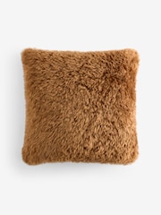 Caramel Brown Faux Fur 50 x 50cm Shearling Cushion - Image 4 of 4