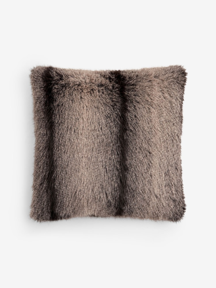 Brown Alaska Faux Fur Cushion - Image 2 of 4
