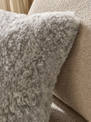 Grey Faux Fur 50 x 50cm Shearling Cushion - Image 2 of 3