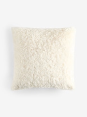 Ivory Faux Fur 50 x 50cm Shearling Cushion - Image 1 of 2