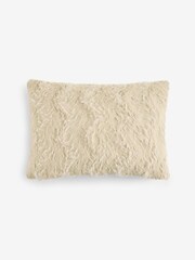 Ivory 40 x 59cm Faux Fur Cosy Swirl Cushion - Image 2 of 5