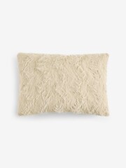 Ivory 40 x 59cm Faux Fur Cosy Swirl Cushion - Image 3 of 5