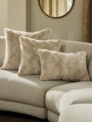 Ivory 40 x 59cm Faux Fur Cosy Swirl Cushion - Image 4 of 5