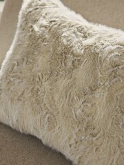 Ivory 40 x 59cm Faux Fur Cosy Swirl Cushion - Image 5 of 5